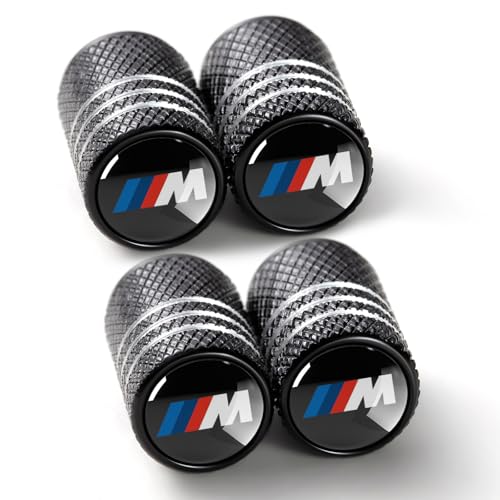 Tire Valve Stem Cap Cover Compatible with BMW M Belt O-Ring Seal Corrosion Resistant tire Valve caps 4 Pack Black - color: Black-05