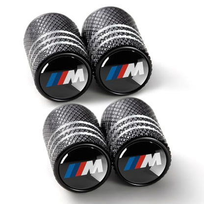 Tire Valve Stem Cap Cover Compatible with BMW M Belt O-Ring Seal Corrosion Resistant tire Valve caps 4 Pack Black - color: Black-05