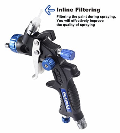 Dynastus Touch Up Composite HVLP Air Spray Gun Auto Car Detail Paint Sprayer Spot Repair, with Filtering and Protective Kits