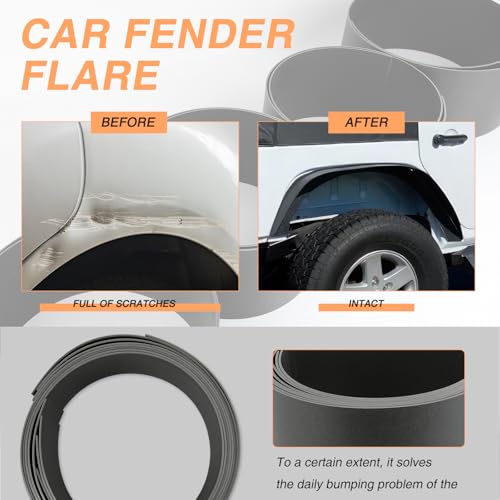 DREAMOTOR Fender Flares 6" Universal Fender Flares Black Flexible PP Material 4 PCS Wide Body Kit Wheel Arches for Cars, SUVs, Trucks & Off-Road Vehicles Compatible with Jeep Wrangler JK TJ Ford F-150 - style: Style 2