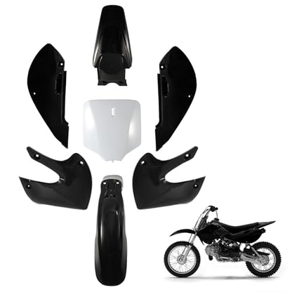 ABS Plastics Kit for Kawasaki KLX110 2002-2013, KX65 2000-2013 - color: Black & White