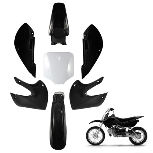 ABS Plastics Kit for Kawasaki KLX110 2002-2013, KX65 2000-2013 - color: Black & White