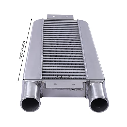 Universal Intercooler Aluminum Intercooler Front Mount 2.5" Inlet & Outlet Direct Replacement for Universal Car Silver (24x11x3" 2.5") - size: 24x11x3" 2.5"