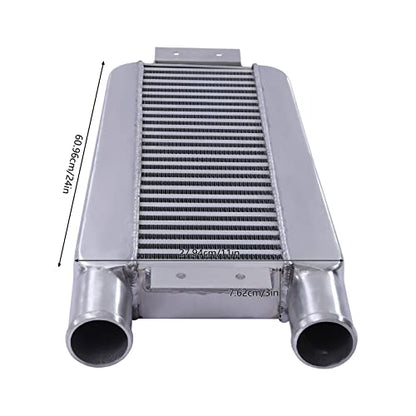 Universal Intercooler Aluminum Intercooler Front Mount 2.5" Inlet & Outlet Direct Replacement for Universal Car Silver (24x11x3" 2.5") - size: 24x11x3" 2.5"