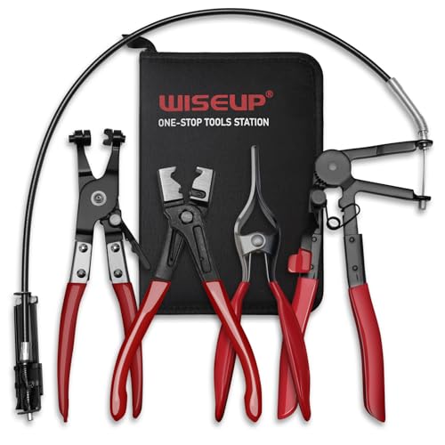 WISEUP 4PCS Hose Clamp Pliers Set for Auto Fuel, Oil, Coolant, Radiator