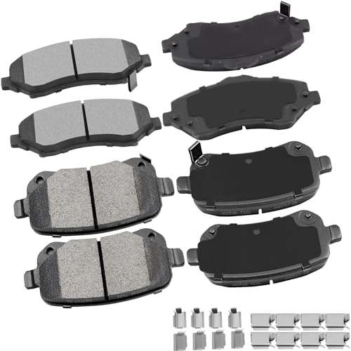 cciyu D1326 D1327 Brake Pads w/Hardware Front Rear Disc Brake Pad Set - size: Front[D1327] + Rear[D1326]