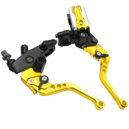 Universal Motorcycle 7/8" 22mm Handlebar Brake Master Cylinder Clutch Lever CNC Left & Right Set Compatible with Honda Kawasaki Suzuki Yamaha（ Piston Diameter 12.7mm (Gold) - color: Gold