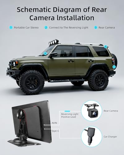 9'' Wireless Carplay Screen for Car Android Auto Monitor Display Screen Carplayer Receivers 4K Dash Cam IPS Car Touchscreen with 1080p Backup Camera Voice Control BT FM Mirror Link