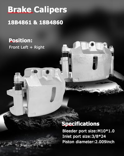 cciyu Front Left & Right Disc Brake Calipers With Bracket 18B4861 18B4860 - size: Front[18B4861+18B4860]