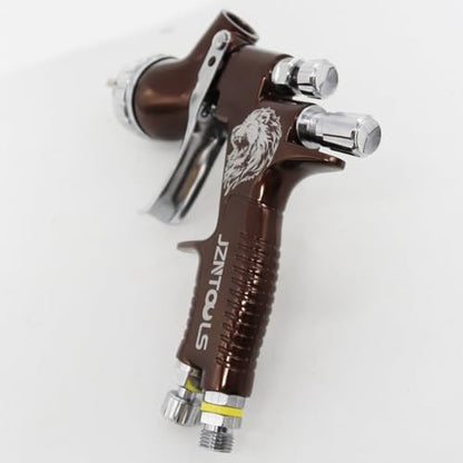 TE20 HVLP Air Spray Gun 1.3mm Nozzles, Car Paint Gun Sprayer,Forged Body, Anodised Finish，Paint Gun for Varnish and Top Coat, with Paint Sprayer Accessories (Brown) - style: Brown