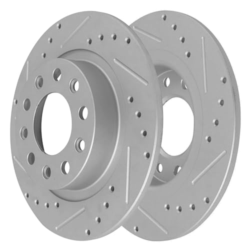 Detroit Axle - 10pc Drilled and Slotted Brake Kit for 2013-2016 Dodge Dart - size: 10PR53075/kit