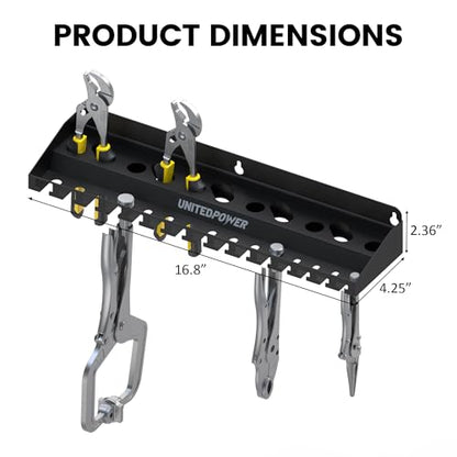 UNITEDPOWER Vise Grip Holder, Wall Mount Pliers Storage Rack Organizer for Workshop, Shed, Garage, Stores up to 15 Vises or 11 Pliers - style: Vise Grip Holder