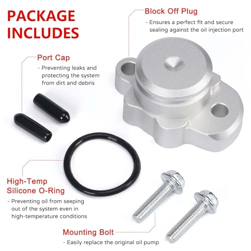 Oil Pump Block Off Kit for Yamaha PW50 PW80 Y-Zinger, w/Plug Cover, O-Ring, Bolts & Port Caps