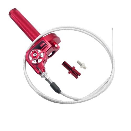 Motorcycle Throttle Grip 7/8" 22mm CNC Aluminum Quick Twister with Throttle Cable for KLX CR CRF EXC XR CRF50 CRF230 50 110 125 230 250 Dirt Pit Bike Motocross Motorbike Quad ATV - color: Red