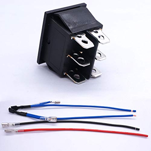Weideer 12V Polarity Reverse Switch Momentary 6 Pin (ON)-Off-(ON) RV Jack Switch Motor Control Rocker Toggle with Jumper Wires - color: Not Waterproof, size: Momentary