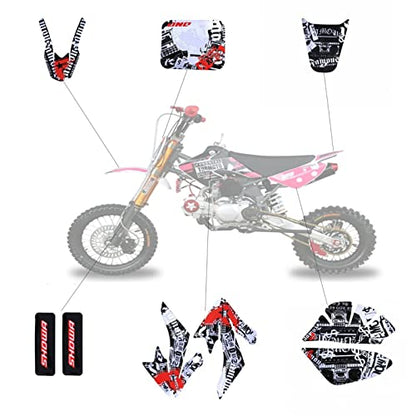CRF50 XR50 Plastic Fairing Kit with Graphics Decal Sticker and Tall Seat for 50cc 70cc 110cc 125cc Pit Dirt Bike