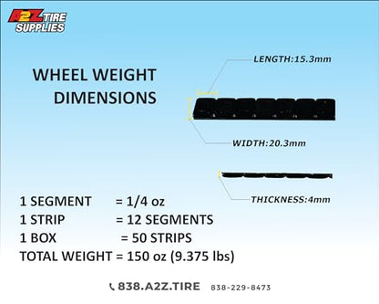 600 Pieces Black Adhesive Wheel Weight, 3 oz 50 Strips 1/4oz Each