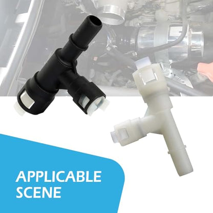 2 PCS Car Heater Inlet Hose Tee Connector, Three-way Cooling Water Pipe Joint, Replace# 15055343 15055342, Compatible with Cadillac Escalade Silverado Suburban GMC (Black & White)