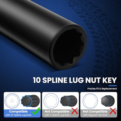 10 Spline Lug Nut Key Set, 3-Piece Thick Wall Spline Socket Set - size: 3PCS Spline Lug Nut Socket Set