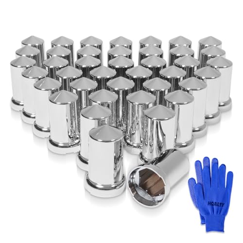 40PCS 33mm Lug Nut Covers Bullet Flanged ABS Chrome Plastic Push-on Nut Cover Caps for Semi Trucks - color: 40 PCS