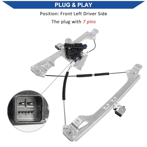 Obaee Window Regulator with Motor Front Left Driver Side, Replace 751-966 - size: Front Left Driver Side