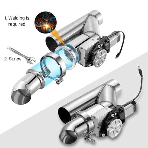 SPELAB Dual Electric Exhaust Cutout 2.5 Inch with Elbow Muffler Exhaust Valve Kit with One Controller Remote Kit
