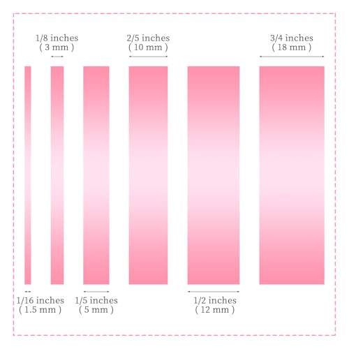 6 Rolls Fine Line Tape 1/16, 1/8, 1/5, 2/5, 1/2, 3/4 Inch x 55 Yard Fineline Masking Tape Painter Adhesive Automotive for DIY Car Auto Paint (Pink, Mixed Sizes) - color: Pink, size: Mixed Sizes