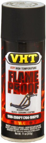 VHT SP102-6PK Flameproof Coating Very High Heat Spray Paint – Black Flat Finish – 11 oz Aerosol Can, 6 Pack