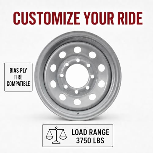 eCustomrim 2-Pack Trailer Wheel 16X6 16 Inch 8 Lug Silver Modular Rim