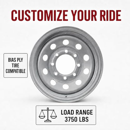 eCustomrim 2-Pack Trailer Wheel 16X6 16 Inch 8 Lug Silver Modular Rim