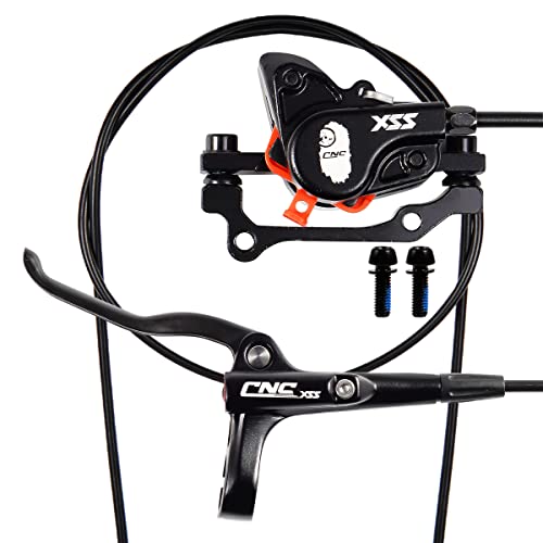 CNC MTB Hydraulic Disc Brake Set，Mountain Bike Hydraulic Disc Brakes Right Front 800mm Left Rear 1450mm Hydraulic Brake，Black - color: Black-Rear