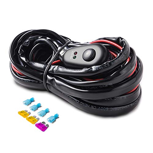MICTUNING LED Light Bar Wiring Harness Off Road Power 40A Relay Fuse ON-Off Switch (2 Lead) - size: Wiring Harness Kit(2 Lead)