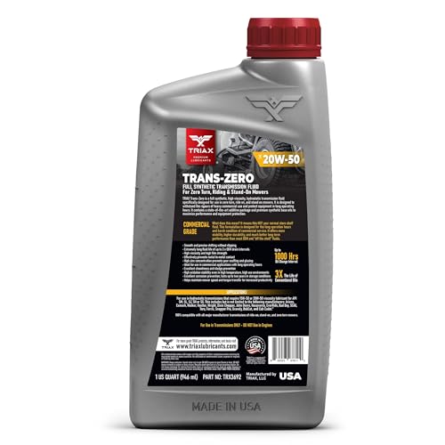 TRIAX Trans-Zero 20W-50 Full Synthetic Hydrostatic Transmission Oil | For Zero-Turn, Riding, and Stand-On Lawn Mowers | Unrivaled Year-Round Protection (6 Quart Pack) - size: 6 Quart Pack