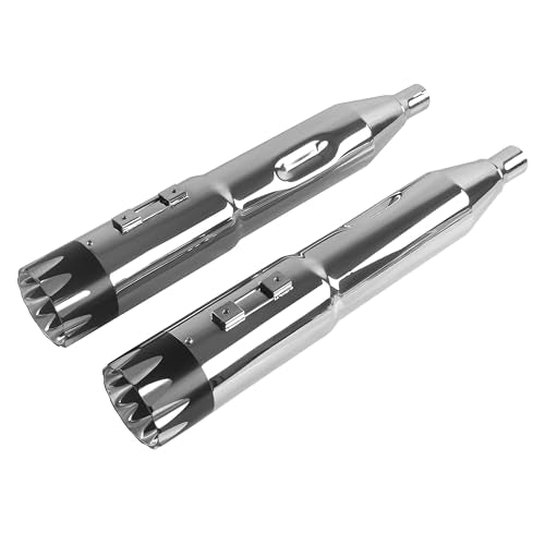 SHARKROAD 5.0" Slip-on Mufflers for Harley Touring - style: HDMF-509509CB, Chrome Body+Black Tip