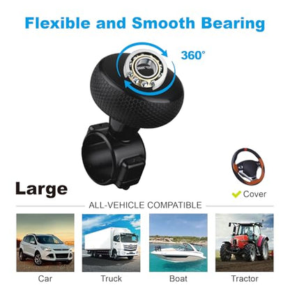 Hypersonic Steering Wheel Knob - Durable Black Suicide Knob Large Steering Wheel Ball Bearings, Making Steering Effortless and Smooth - color: Black