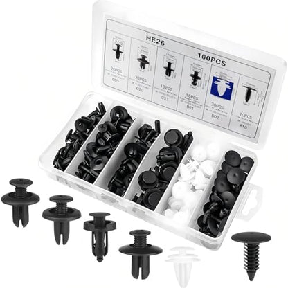 100 Pcs Bumper Clips Car Clips Plastic Rivets of 6 Most Popular Sizes Fasteners Push Retainer Kit Auto Push Pin Rivets Set - size: 100 clips