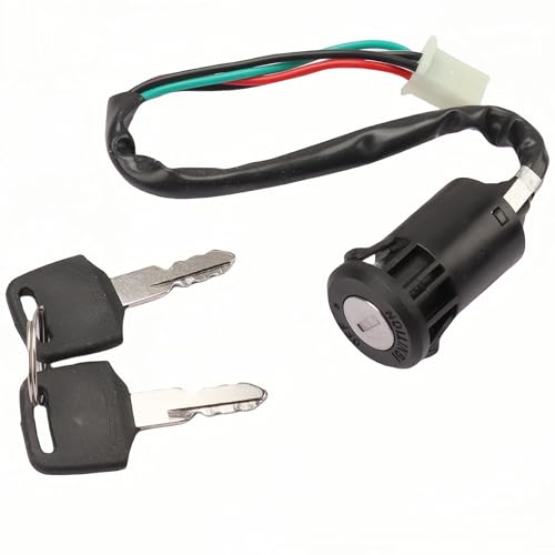 2 Pack Ignition Switch with Keys 4 Wire Pin Starter Key Switch for 50cc 70cc 90cc 110cc 125cc 150cc 200cc 250cc ATV Quad Go Kart Pit Bike Scooter TaoTao Coolster Apollo Sunl Roketa Baja Hawk Coleman