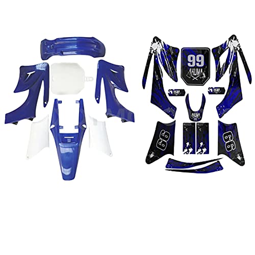 Plastic Fairing Kit with Graphics Decals for Apollo Orion Style 110cc 125cc Pit Dirt Bike Body Fender Set, Fits Apollo/Orion Style 4-Stroke Horizontal Engine Bikes Only, Not Universal (Blue)