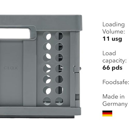 Clax® crate | folding box | basket | 48 qt (12 gal) | grey - color: grey