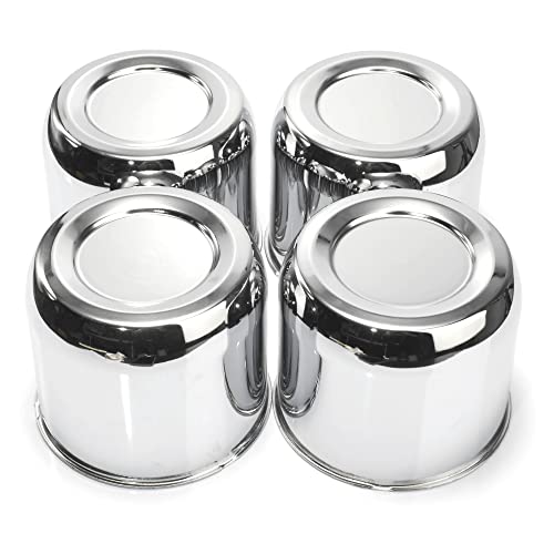 RTRHINOTUNING 4PCS 4.41inch Push Through Center Caps Chrome for Trailers Trucks SUV RV Wheel Rims - color: Chrome, size: 4.41" Center Hole, 3.74" Height