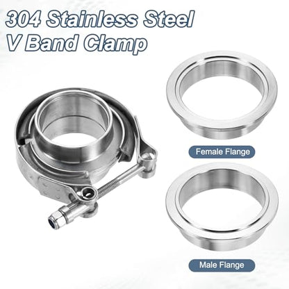 HARFINGTON V Band Clamp with Flange, 304 Stainless Steel, 1.75 Inch, Silver - size: 1.75 Inch