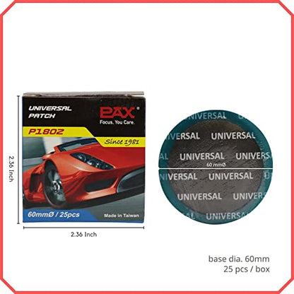 PAX 25 Pcs 60mm Round Universal Tire and Tube Patch Repair Kits, for Radial and Bias Tires Truck, Tractor, Agricultural Vehicles, Motorcycle, BMX, ATVs, River Floating, Inflatable Rubber - size: 60mm