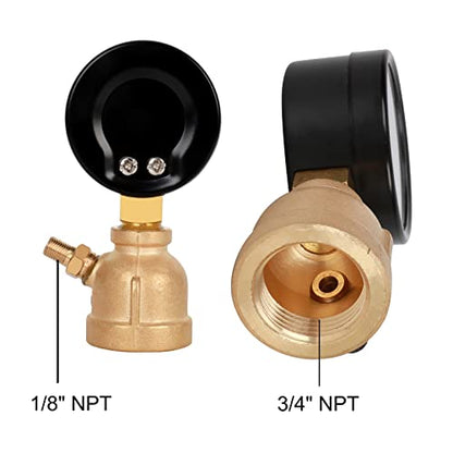 Uharbour 30psi Brass Gas Line Pressure Tester, 3/4" FNPT - size: 30Psi Brass gas pressure tester