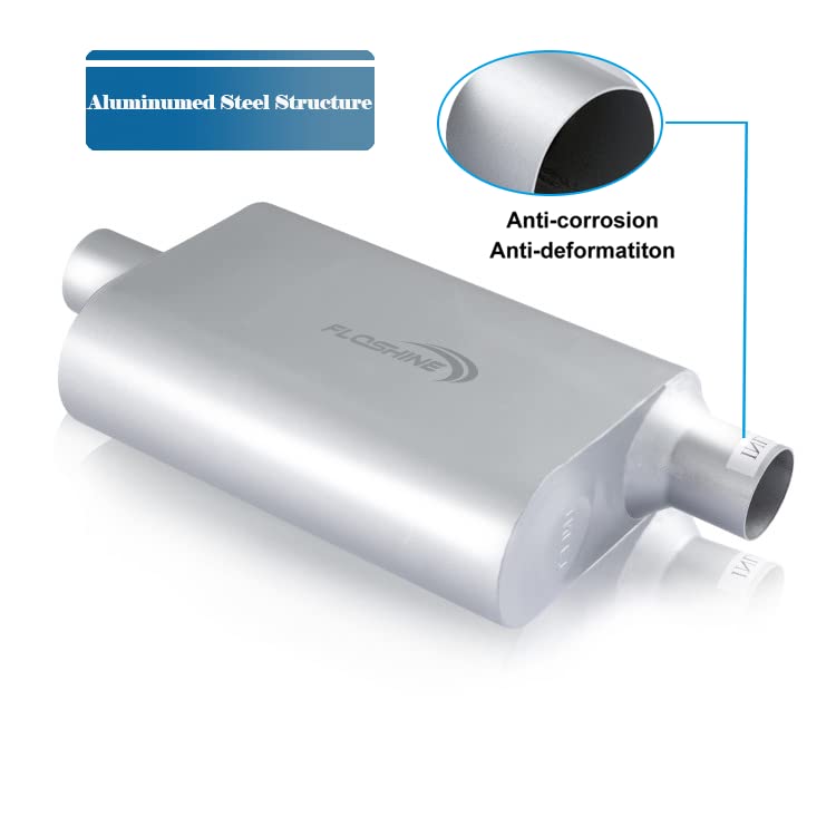 Universal Mufflers Dual Chamber 2.25" offset inlet (ID) 2.25" center outlet (ID) Performance Automotive Muffler Exhaust FH42441 - size: 2.25"