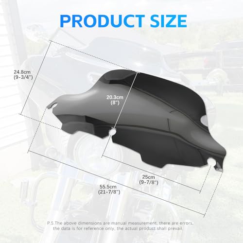 Rich Choices 8" Motorcycle Black Wave Windshield Windscreen Compatible with 1996-2013 Harley Davidson Street Glide Electra Glide Ultra Classic Touring FLHT FLHTC FLHX Tri Glide - color: Black, size: 8inch