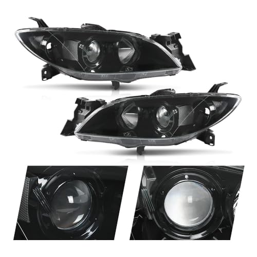 G-PLUS Headlights Assembly Fit For Mazda 3 4-Door Sedan 2004-2009 - size: Fit Mazda 3 2004-2009(Clear)