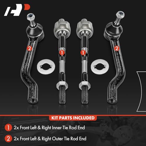 A-Premium Front Inner & Outer Tie Rod End Kit, Compatible with Nissan