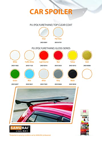 SAMURAI 2-Part Polyurethane Spray Paint for Car Spoiler - 11.3 Ounce UV Resistant and Rust Resistant Polyurethane Spray (SIGNAL WHITE, Pack of 3 Cans)