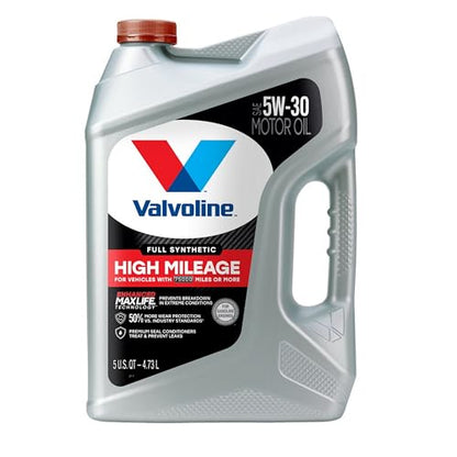 Valvoline Full Synthetic High Mileage with MaxLife Technology SAE 5W-30 Motor Oil 5 QT, Case of 3 - size: 5 qt (Pack of 3), style: Full Synthetic High Mileage