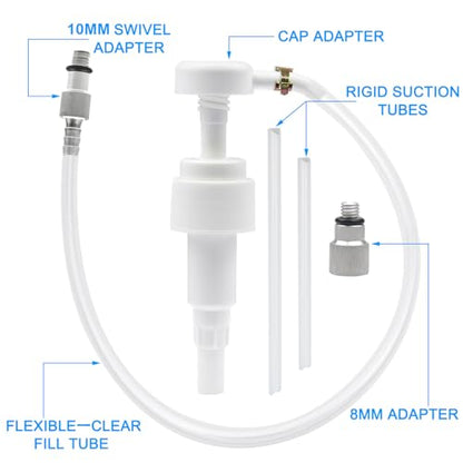 Lower Unit Gear Oil Pump for Standard Quart Bottles, 8mm and 10mm Adapters, for 28MM Cap Pump, for Most Foreign Made Marine Boat Outboard Motors (NOT for Volvo Penta) - size: 8mm+10mm Adapter